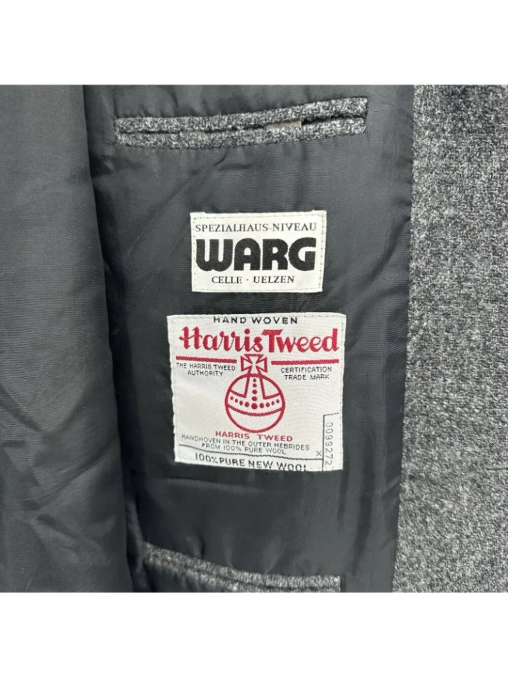 HARRIS TWEED vintage 80s blazer 46R hand woven wool gray tweed 3 button